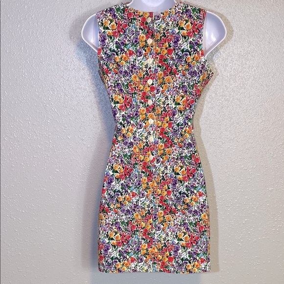 Express Vintage 90’s Floral Sheath Mini Dress With Buttons Down The Back - Picture 9 of 11